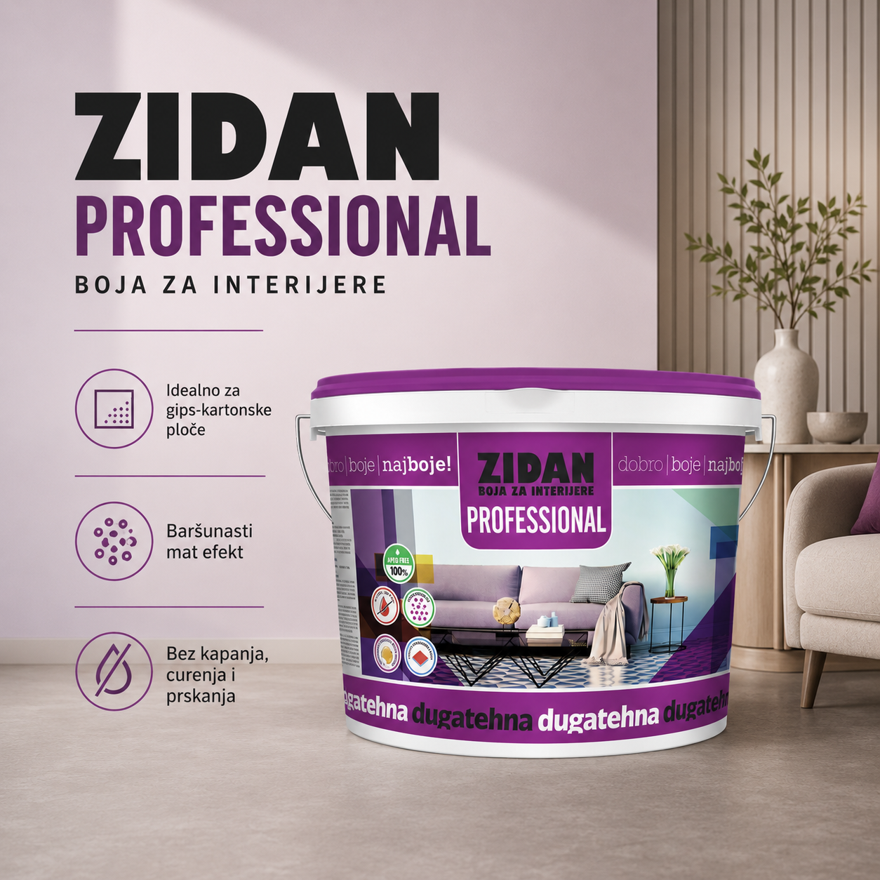 Zidan professional boja za interijere posebno formulirana za gips kartonske ploce knauf rigips
