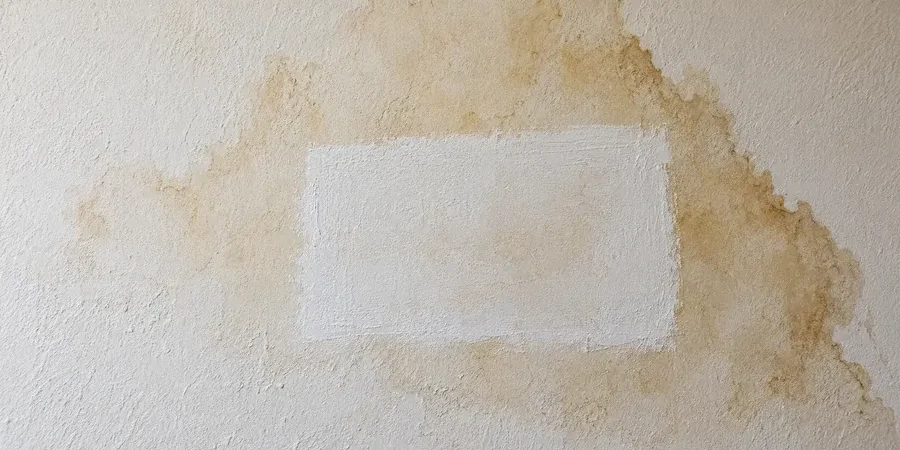 zid sa žućkastom mrljom koja se vidi nakon bojanja.